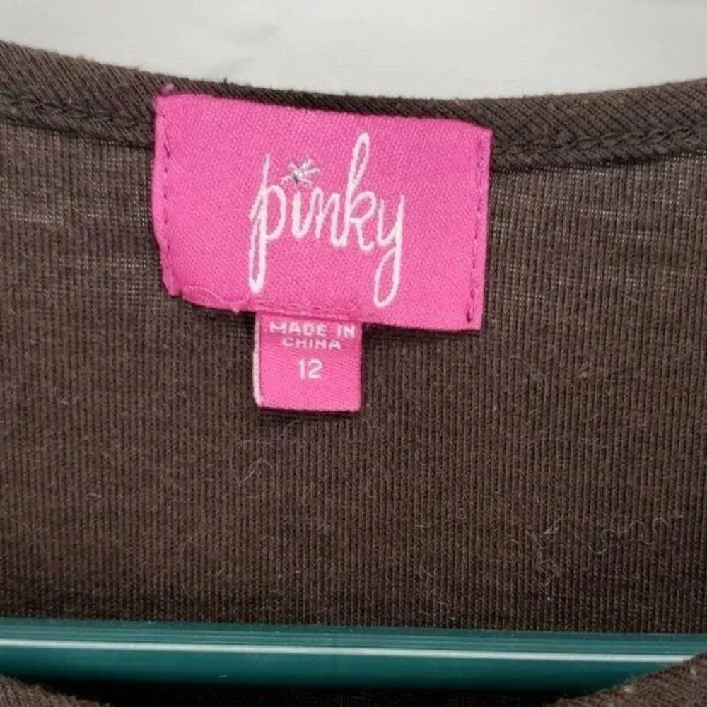 Pinky Girls Brown Leopard Print Blouse Shirt Size‎ 12